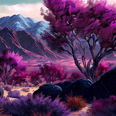Landscape Landscape Painting Purple Purple Trees Play Mat (rectangle)