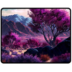 Landscape Landscape Painting Purple Purple Trees Fleece Blanket (medium) by Jancukart