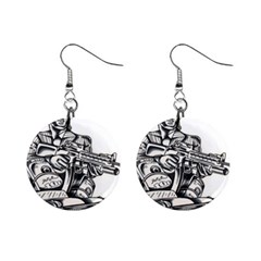 Scarface Movie Traditional Tattoo Mini Button Earrings by tradlinestyle