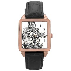 Scarface Movie Traditional Tattoo Rose Gold Leather Watch  by tradlinestyle