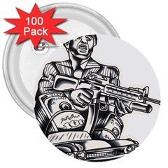 Scarface Movie Traditional Tattoo 3  Buttons (100 Pack)  by tradlinestyle