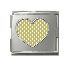 Lime Green Polka Dots Mega Link Heart Italian Charm (18mm)