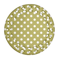 Lime Green Polka Dots Round Filigree Ornament (Two Sides)