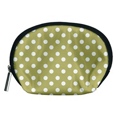 Lime Green Polka Dots Accessory Pouch (medium) by GardenOfOphir