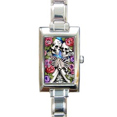 Floral Skeletons Rectangle Italian Charm Watch