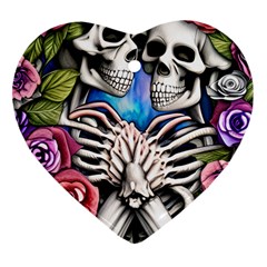 Floral Skeletons Ornament (heart) by GardenOfOphir
