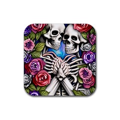 Floral Skeletons Rubber Coaster (square) by GardenOfOphir