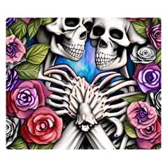 Floral Skeletons Premium Plush Fleece Blanket (small) by GardenOfOphir