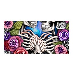 Floral Skeletons Satin Wrap 35  X 70  by GardenOfOphir