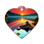 Sunset Over A Lake Dog Tag Heart (Two Sides) Front