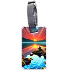 Sunset Over A Lake Luggage Tag (one Side) by GardenOfOphir