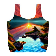 Sunset Over A Lake Full Print Recycle Bag (l) by GardenOfOphir