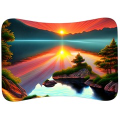Sunset Over A Lake Velour Seat Head Rest Cushion by GardenOfOphir