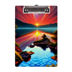 Sunset Over A Lake A5 Acrylic Clipboard by GardenOfOphir