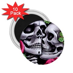 Black Skulls Red Roses 2 25  Magnets (10 Pack)  by GardenOfOphir