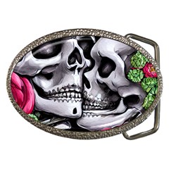Black Skulls Red Roses Belt Buckles by GardenOfOphir