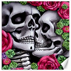 Black Skulls Red Roses Canvas 12  X 12  by GardenOfOphir