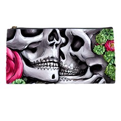 Black Skulls Red Roses Pencil Case by GardenOfOphir