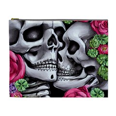 Black Skulls Red Roses Cosmetic Bag (xl) by GardenOfOphir