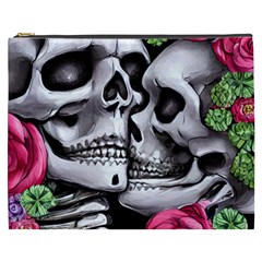 Black Skulls Red Roses Cosmetic Bag (xxxl) by GardenOfOphir