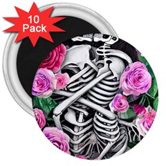 Floral Skeletons 3  Magnets (10 Pack)  by GardenOfOphir