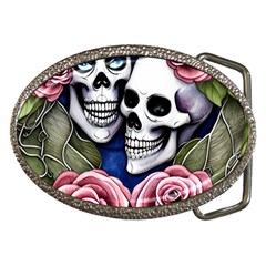 Skulls And Flowers Belt Buckles by GardenOfOphir