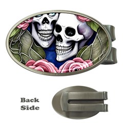 Skulls And Flowers Money Clips (oval)  by GardenOfOphir