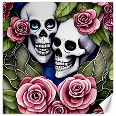 Skulls And Flowers Canvas 20  X 20  by GardenOfOphir