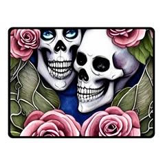 Skulls And Flowers One Side Fleece Blanket (small) by GardenOfOphir