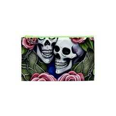 Skulls And Flowers Cosmetic Bag (xs) by GardenOfOphir