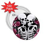 black and white rose sugar skull 2.25  Buttons (100 pack)  Front