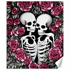 Black And White Rose Sugar Skull Canvas 8  X 10  by GardenOfOphir