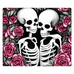 Black And White Rose Sugar Skull Premium Plush Fleece Blanket (small) by GardenOfOphir