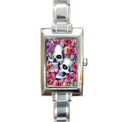 Floral Skeletons Rectangle Italian Charm Watch by GardenOfOphir