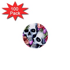 Floral Skeletons 1  Mini Magnets (100 Pack)  by GardenOfOphir