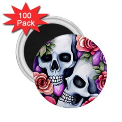 Floral Skeletons 2 25  Magnets (100 Pack)  by GardenOfOphir