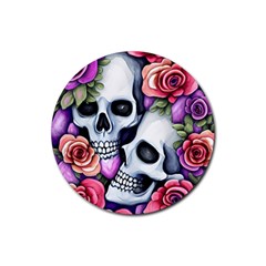 Floral Skeletons Rubber Round Coaster (4 Pack) by GardenOfOphir