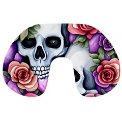 Floral Skeletons Travel Neck Pillow by GardenOfOphir