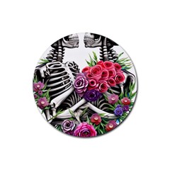 Gothic Floral Skeletons Rubber Coaster (round) by GardenOfOphir