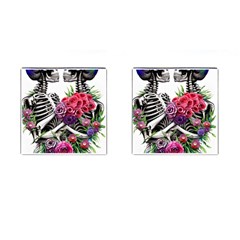 Gothic Floral Skeletons Cufflinks (square) by GardenOfOphir