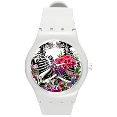 Gothic Floral Skeletons Round Plastic Sport Watch (m) by GardenOfOphir