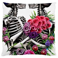 Gothic Floral Skeletons Large Cushion Case (one Side) by GardenOfOphir