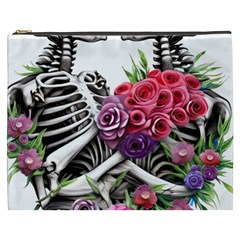 Gothic Floral Skeletons Cosmetic Bag (xxxl) by GardenOfOphir