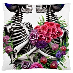 Gothic Floral Skeletons Standard Premium Plush Fleece Cushion Case (one Side) by GardenOfOphir