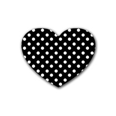 Black And White Polka Dots Rubber Heart Coaster (4 Pack) by GardenOfOphir