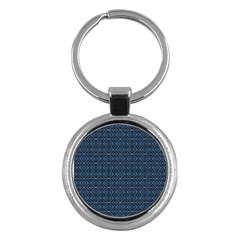Blue Diamonds Motif Fancy Pattern Design Key Chain (round) by dflcprintsclothing