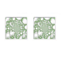 Green Abstract Fractal Background Texture Cufflinks (square)