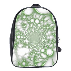 Green Abstract Fractal Background Texture School Bag (large)