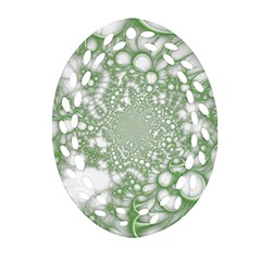 Green Abstract Fractal Background Texture Oval Filigree Ornament (two Sides)