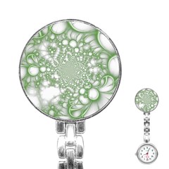 Green Abstract Fractal Background Texture Stainless Steel Nurses Watch